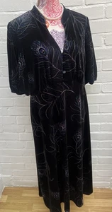 New Monsoon Dress Fleur Feather Velvet UK 20 Black Midi Occasion Party  - Picture 1 of 10