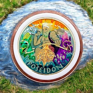 'Sea God Poseidon' Eye Coindy Esmaltes 2021 1 oz esmaltados .999 plata fina redonda - Imagen 1 de 5