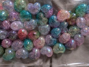 Chunky love heart crackle beads for arts & crafts / jewellery making Brand new - Picture 1 of 3