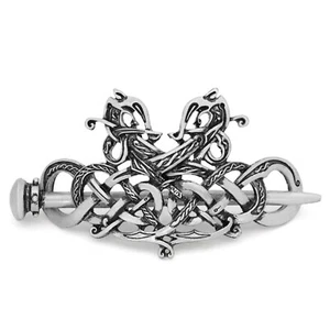 Palo de pelo nórdico doble dragón para mujer vikingo nudo soporte pan jaula - Imagen 1 de 4