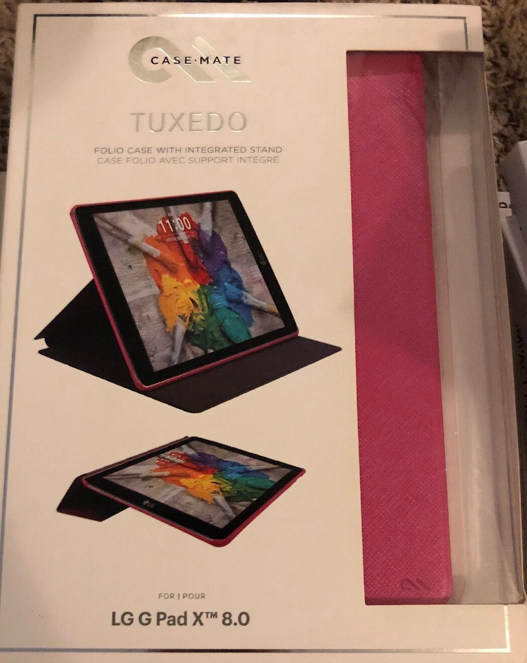 New Case-Mate Tuxedo Folio Case Built-in Stand for LG G Pad X 8.0 - Pink - Image 1 of 1