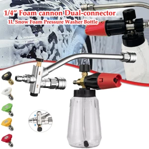 1/4" Foam Cannon Dual Connector w/5 Nozzles, Snow Foam Pressure Washer Bottle - Picture 1 of 16