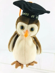 Ty Beanie Babies - WISE The Graduation Owl - MWMT Plexiglass Box 1998 - Picture 1 of 7