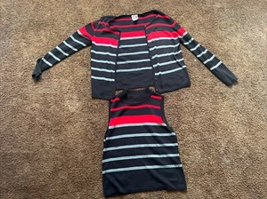 Vintage  Clio Set  Sweater & Turtleneck Size S Black Grey Red - Picture 1 of 15