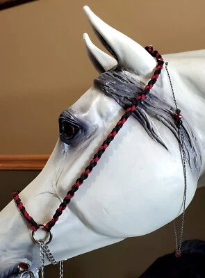 NEW! Hand Braided Arabian Style Show Halter, Horse Tack, BLACK / BURGUNDY  WOW - Image 1 of 3