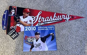 2010 Stephen Strasburg Syracuse Chiefs Scorecard Program Unmarked and Pennant - Picture 1 of 4