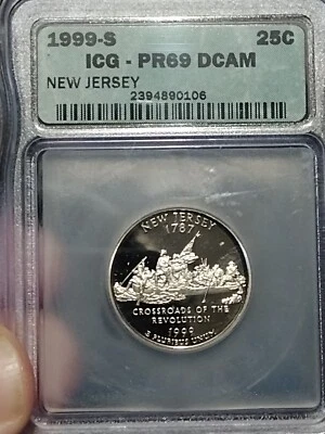 1999 S NEW JERSEY 25 CENT  DCAM  $0.25   Beautiful detail! - Image 1 of 3