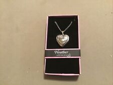Personalised Love Locket For Heather Heart Shaped & Opening With 15” Chain Boxed