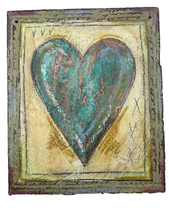 Decorazione da parete cuore dipinto cindy doppiatori cuore verde cremisi studios 2016 CA 8 3/4 - Foto 1 di 4
