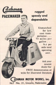 1955 Cushman Pacemaker: Rugged Speedy Vintage Print Ad - Picture 1 of 1