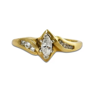 14 Karat Gelbgold Marquise Diamant Verlobungsring 0,25 kt Mitte - Größe 5 - Bild 1 von 4