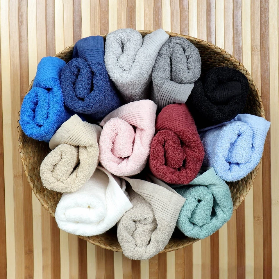 Set Asciugamani 1+1 Viso e Ospite in Spugna 100% Puro Cotone Tinta Unita Assorbe - Immagine 1 di 1