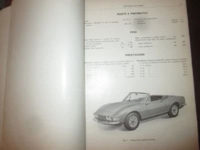 FIAT DINO Spider Coupe'  MANUALE CARATTERISTICHE e DATI Originale FIAT - Immagine 1 di 4