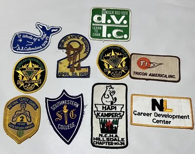 10 Embroidered Patch Sew On Vintage Mixed southwestern college hapi kampers etc - Image 1 of 4