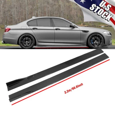 86.6"Side Skirts Rocker Panel Splitter Carbon For BMW F07 F10 F11 530i 535i 528i - Image 1 of 4