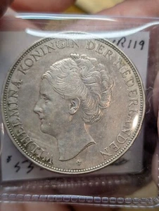 1930 Netherlands 2½ Gulden Silver Coin - Picture 1 of 9