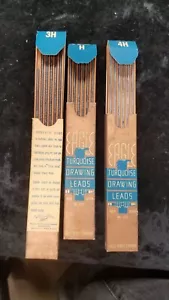 3 paquetes vintage de cables de dibujo turquesa ÁGUILA H 3H y 4H 3H falta uno - Imagen 1 de 3