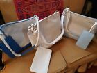 NEELY & CHLOE Canvas & Leather Shoulder Bag NEW! white, dark or lite blue
