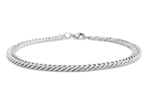 Thin double curb link bracelet polished stainless steel with gift bag black box - Picture 1 of 4