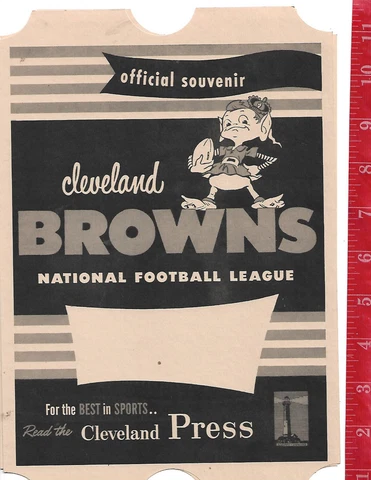 vintage official giant souvenir NFL Clevland Browns Cleveland Press ticket Cover