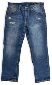 TK Axel Brand Men's Relaxed Straight Distressed Blue Jeans 34 x 31 Stonington - Picture 1 of 9