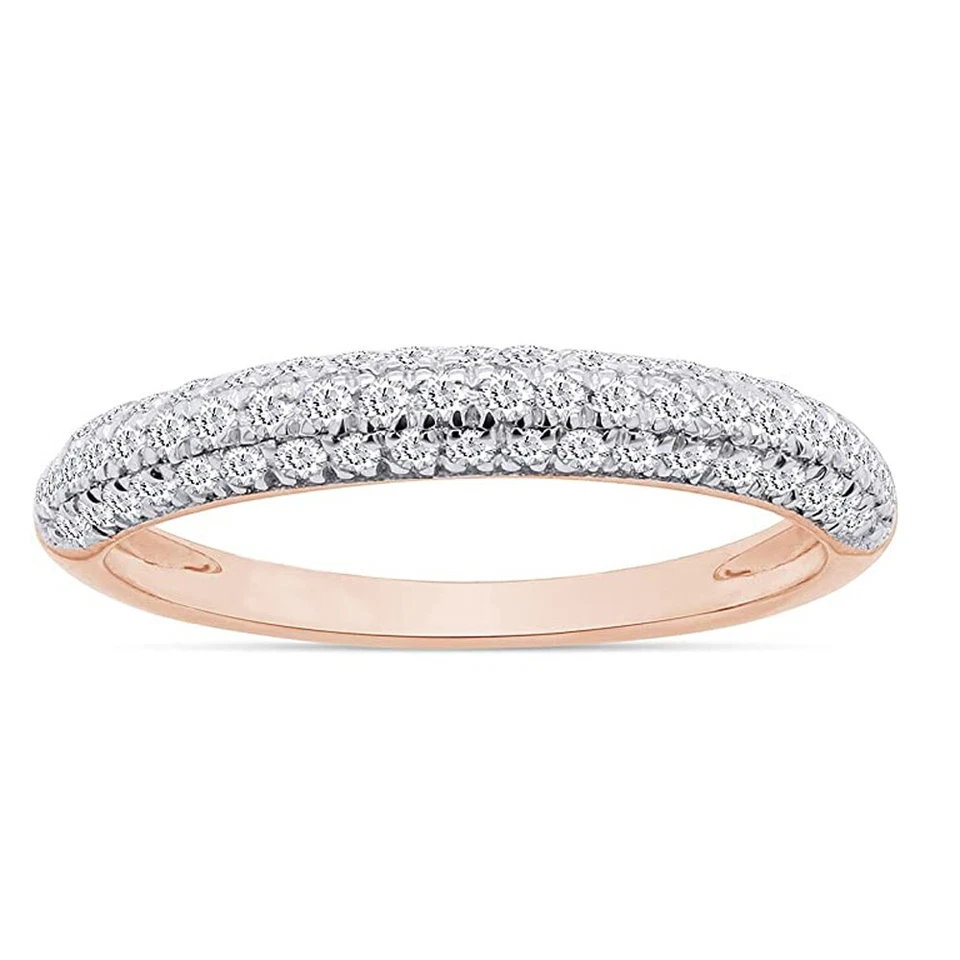 0.25CT Creado en Laboratorio Moissanita Alianza con Diamante 14K Rosa Oro Plata - Imagen 1 de 1