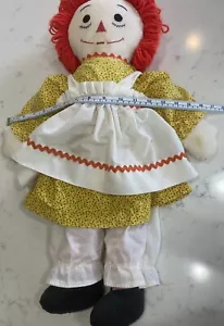 1980s Raggedy Ann, Handmade By My Mother, Yellow Dress, White Smock, Orange Hair - Picture 1 of 6
