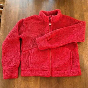 Athleta Girl So Toasty Red Tugga Sherpa Jacket Zip Up Mock Neck Size XL/14 - Picture 1 of 7