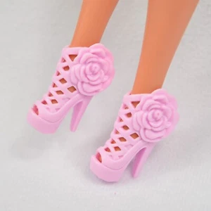 Barbie Fashionistas Light Pink Strappy High Heel Shoes with Flowers #X7859 - Picture 1 of 5