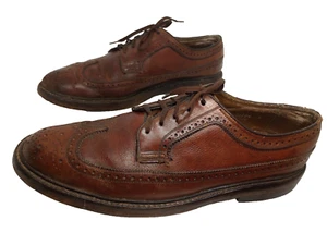 FLORSHEIM KENMOOR IMPERIAL 93602 Brown Leather  Lace Up Wingtip Brogue Vtg Sz 9C - Picture 1 of 8
