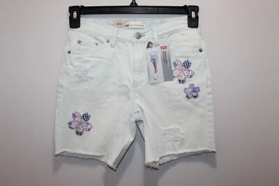 LEVI'S NIÑAS LOW PITCH MIDI SHORTS DENIM DESGASTADO FLORAL BLANCO ROTO TALLA 12 REGULAR Foto 1 de 4