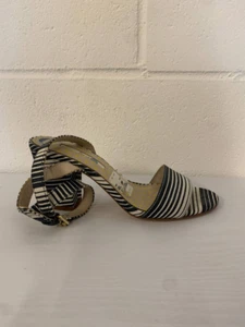 Boden Shoes Size 3.5 Black Striped Wrap Round High Heel Sandals EU 36 WORN ONCE - Picture 1 of 9