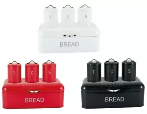 Royal Cuisine Tea Coffee Sugar Jars Canisters & Bread Bin Set Red White OR Black - Picture 1 of 6