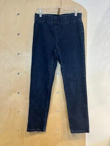 Soft Surroundings Blue Denim Mid Rise Straight Leg Pull On Ankle Pants Size PS - Picture 1 of 5
