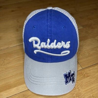 Middle Tennessee Blue Raiders Womens Gray Blue Mesh Snapback Hat Spell Logo VG - Image 1 of 4
