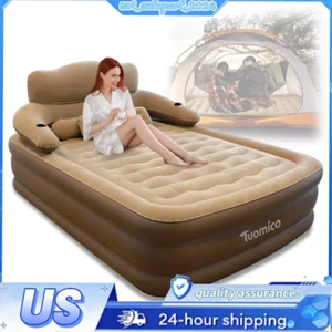 Queen Size Air Mattress Sofa Bed Fit Outdoor Camping Portable Inflatable Couch - Picture 1 of 9