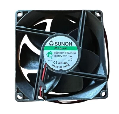 SUNON ME80251V3-000U-A99 12V DC Brushless Tubaxial Fan MagLev 80mm x80x 25mm - Image 1 of 3