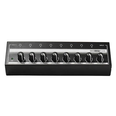 Ultra-compact 8 Channels Headphone Amplifier Audio Stereo Microphone Amp Black - Image 1 of 4