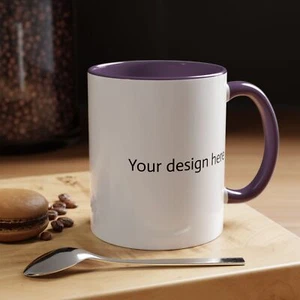 Taza de café púrpura 11 oz acento taza personalizada, personalizada, regalo, regalo de cumpleaños - Imagen 1 de 7