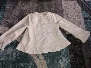 Janie and Jack Girls Tan Ruffle Button Sweater Jacket Size 4-5T - Picture 1 of 4