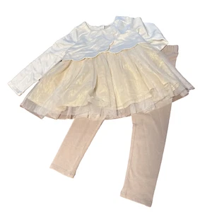 Catherine Malandrino Mini Cream Gold Tutu Leggings Outfit Set 2T - Picture 1 of 6