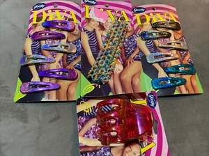 Goody Diva Fashion Hair Clips-Barrettes And Pony Wrap LOT OF 4 SETS Vintage Hair - Picture 1 of 5