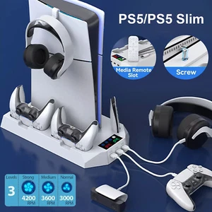 Stand Cooling Fan Controller Dual Charger Station For PlayStation 5 PS5 Slim - Picture 1 of 8