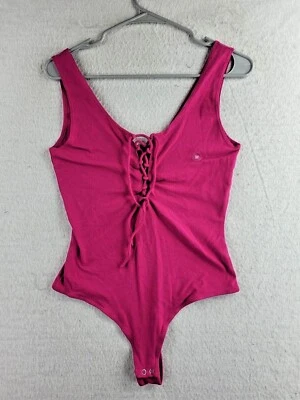  PacSun PS Basics Con cordones Pierna Alta Rosa Natación Una Pieza Mujer Pequeña Foto 1 de 4