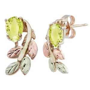 Black Hills Gold Pear Cut Peridot Earrings - Picture 1 of 1