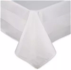 Riegel Restaurant Quality Tablecloth ~ Damask Satin Band White 70" Round NEW - Picture 1 of 3