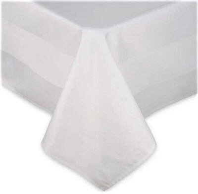 Riegel Restaurant Quality Tablecloth ~ Damask Satin Band White 70" Round NEW - Image 1 of 3