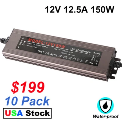 AC To DC 12 Volt Power Supply 150W Transformer 12.5A LED Driver for Led Strip - Image 1 of 4