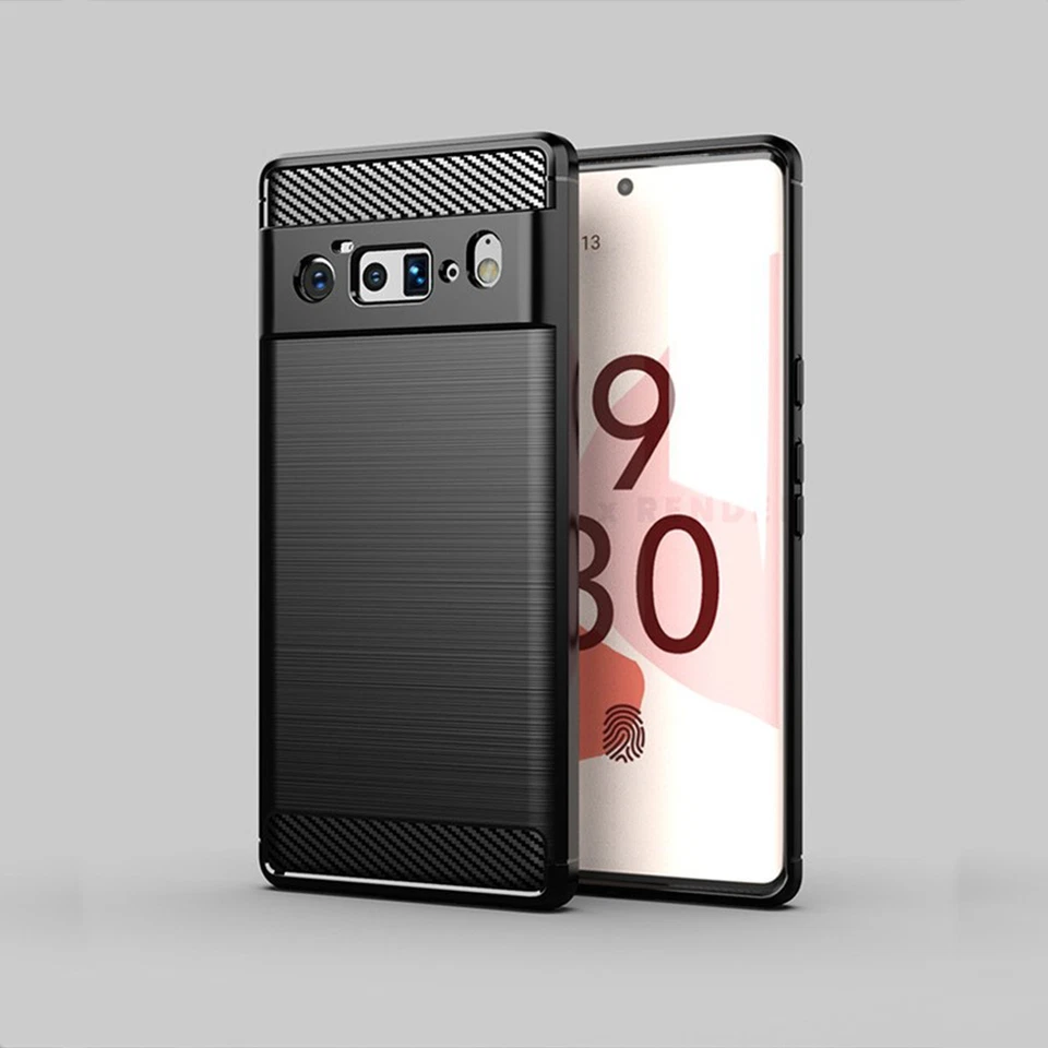 Protective Case for Google Pixel 6 Pro Case Carbon Look Black Bumper Cover - Image 1 of 3