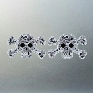 2x B&W Stickerbomb Pirate Skull & Crossbones Vinyl Sticker Decal For Car 70x45mm - Picture 1 of 1